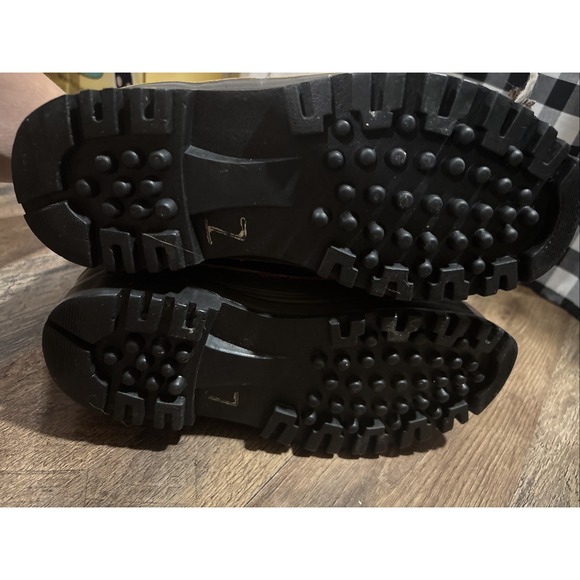 Eddie Bauer Boots Mens 7 Leather Work Tan Brown Fuzz Lined Duck Boots - Picture 6 of 12